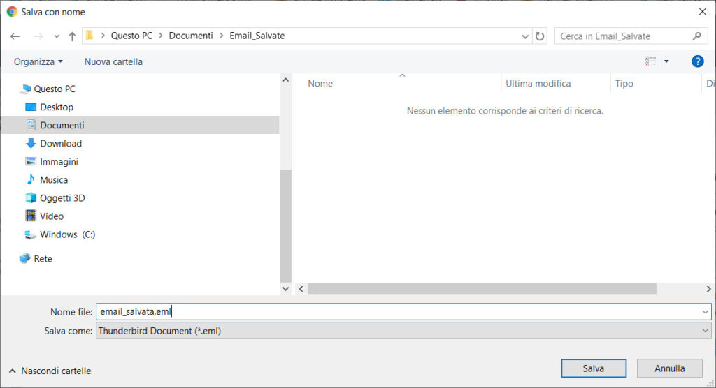 salva file eml